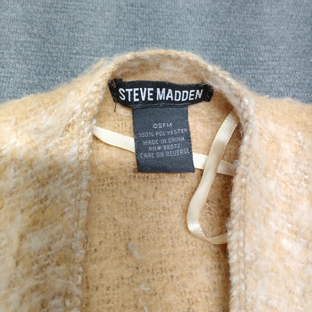 Steve Madden Plaid Poncho OSFM Fringe Wrap Beige Multicolor - Picture 3 of 7